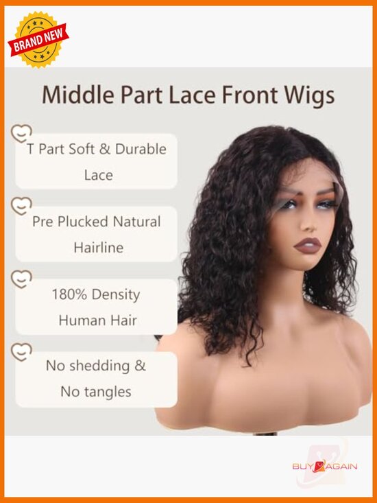 180% Density Deep Curly Human Hair Wig Glueless Lace Front 16 Inch main image 4